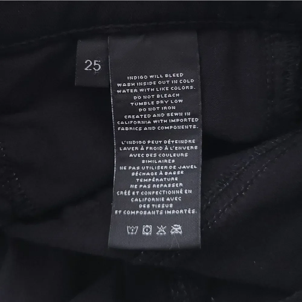 J Brand Maria High Rise Skinny Velvet Black Jeans Womens Size 25 MPO-2769